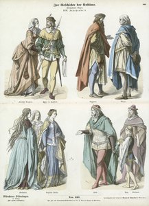 Trajes alemanes e ingleses, siglo XIV