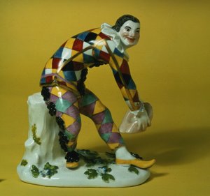 Figura de Meissen de Arlequín, c.1750