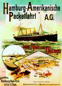 Póster publicitario de la Línea Americana de Hamburgo, 1893