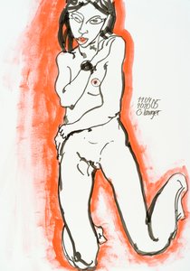 Desnudo arrodillado, No presente