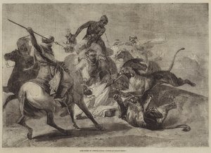 Caza de leones en África