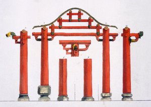 Características arquitectónicas de madera chinas, c.1820s-30s