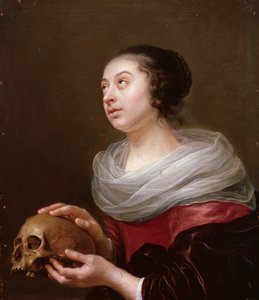 Una joven sosteniendo un cráneo, 1640s