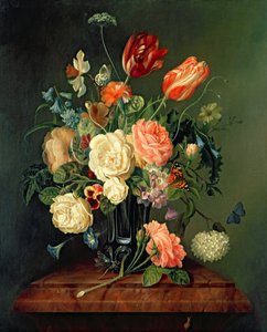 Naturaleza muerta con flores mixtas