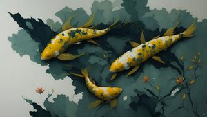 pintura a tinta: Koi-Pez Carpa_oro_01