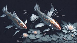 pintura a tinta: Koi-Pez Carpa_rojo_02