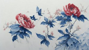 pintura a tinta: PEONY en azul_02