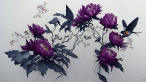 pintura a tinta: PEONY en morado oscuro_02