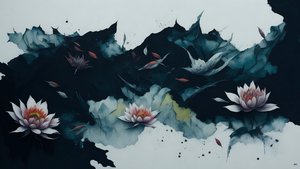 pintura a tinta: waterlili-black_01