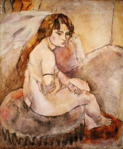 Desnudo sentado en un taburete