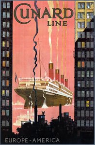 Póster de la línea Cunard Europa-América, EE. UU., c. 1900