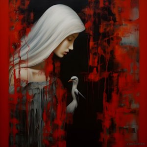 Mujer y cigüeña 4