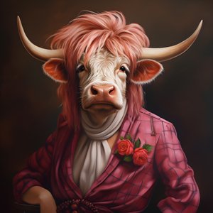 Vaca de las tierras altas como Marilyn Monroe 3