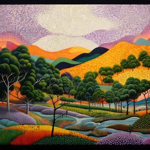 Paisaje con árboles y colinas 1