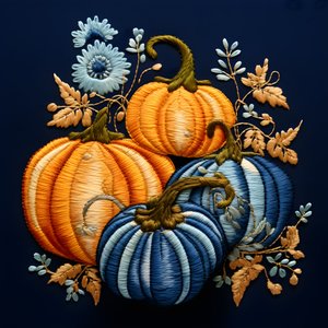 Stickereikuerbisse en Blautoenen 4