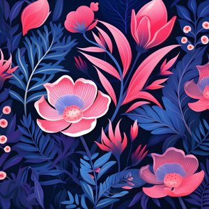 un ramo de flores en rosa y azul 4