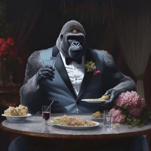 un gorila comiendo 2