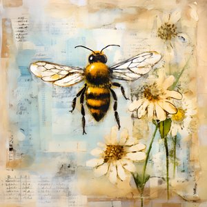 una abeja ilustración en pastel impasto óleo técnica 3