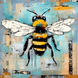 una abeja ilustración en pastel impasto óleo técnica 4