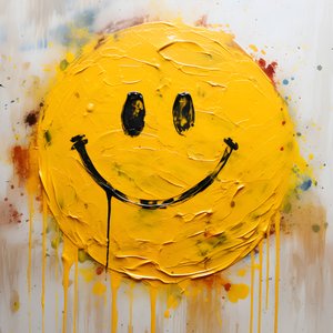 Carita sonriente amarilla pintada al impasto 4