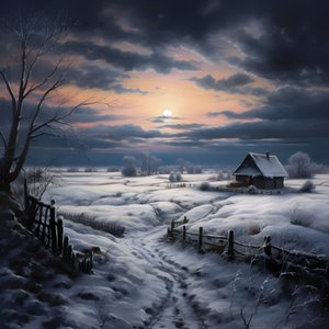 paisaje nevado. Una granja medial 1