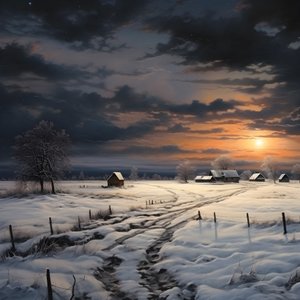 paisaje nevado. Una granja medial 2
