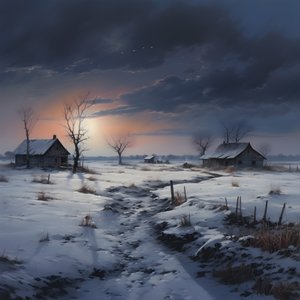 paisaje nevado. Una granja medial 3