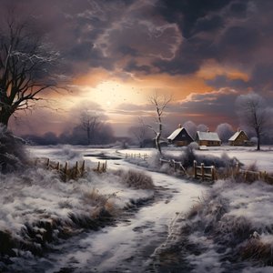 paisaje nevado. Una granja medial 4