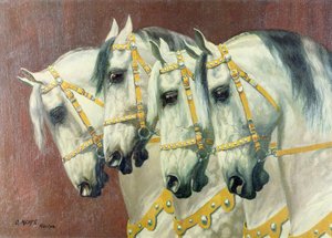 Cabezas de cuatro caballos