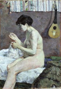 Estudio de un desnudo Suzanne cosiendo