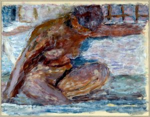 Desnudo en cuclillas