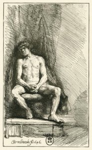 Desnudo masculino, sentado