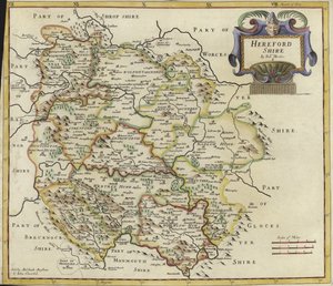 Mapa de Herfordshire (grabado en color)