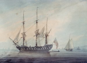 Marina con una fragata