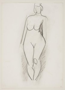 Mujer desnuda de pie vista de frente