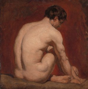 Desnudo masculino, arrodillado, de espaldas