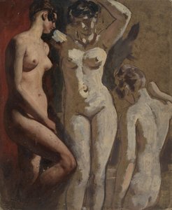 Tres desnudos femeninos de pie