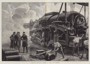 Disparando el cañón de 111 toneladas en Woolwich