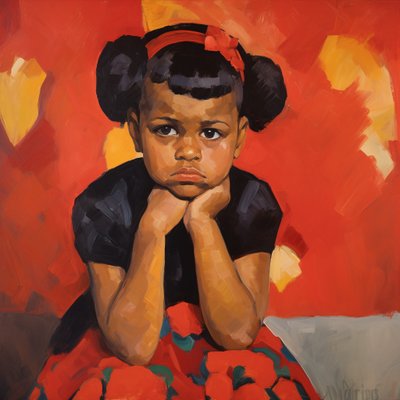 Pequeña niña afroamericana sentada | online framed wall art prints de F. Abderrahim