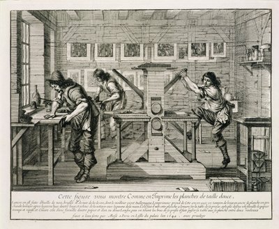 Prensa de impresión francesa, 1642 de Abraham Bosse