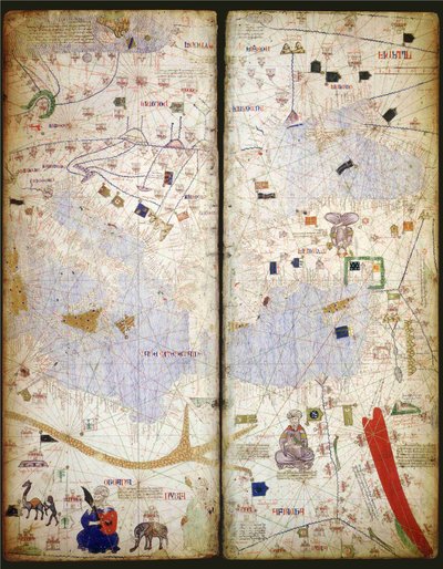 Atlas catalán, hojas 7 y 8 de Abraham Cresques