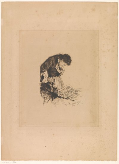 Mujer lee el periódico de Adolph Menzel