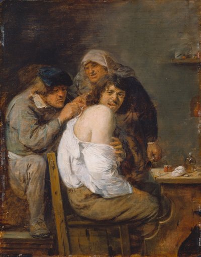 La Operación Espalda, c.1636 (óleo sobre madera) de Adriaen Brouwer