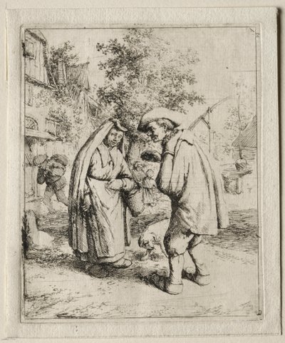 Hombre conversando con una mujer de Adriaen van Ostade