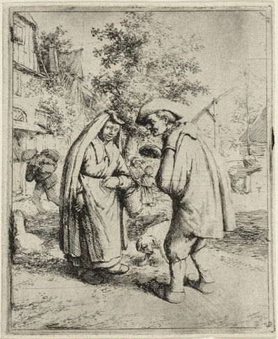 Hombre y mujer hablando de Adriaen van Ostade