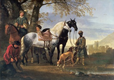 Cazadores detenidos, c.1650 de Aelbert Cuyp