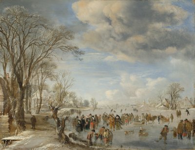 Invierno en Holanda: Escena de Patinaje de Aert van der Neer