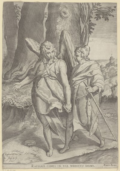 Tobias en de Engel de Agostino Carracci