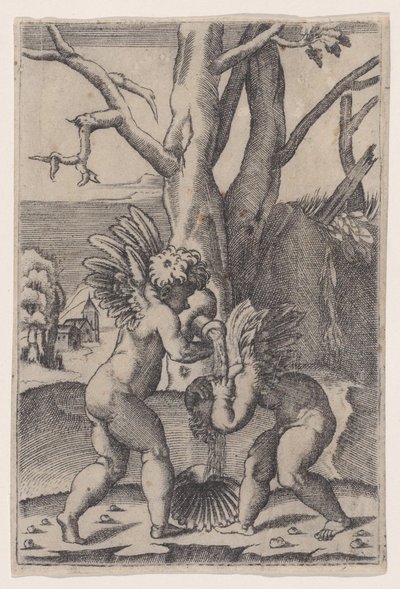 Dos Cupidos, ca. 1519 de Agostino Veneziano