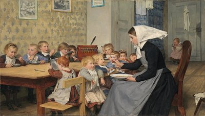 En la guardería I, 1890 de Albert Anker